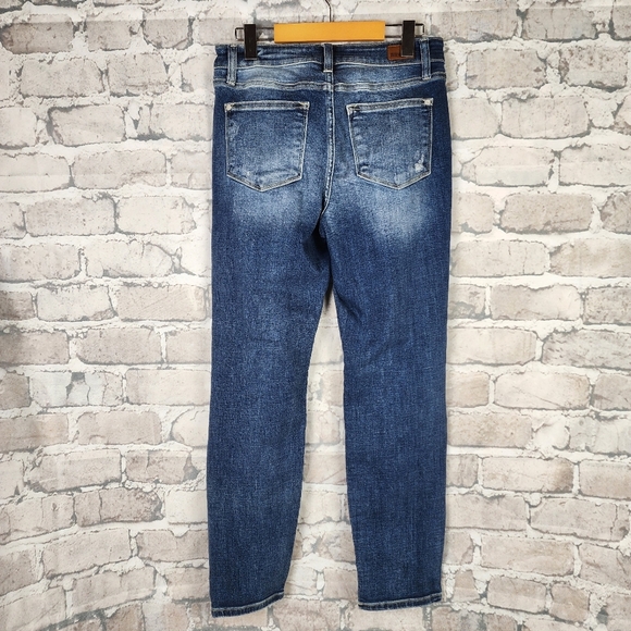 Judy Blue Jeans Boyfriend Fit Distressed Factory Fade Medium Blue Size 5/27 - Picture 12 of 15